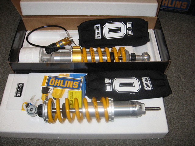 Ohlins BMW S46 Series With Hydraulic Preloader and Optional Shock Covers Shown